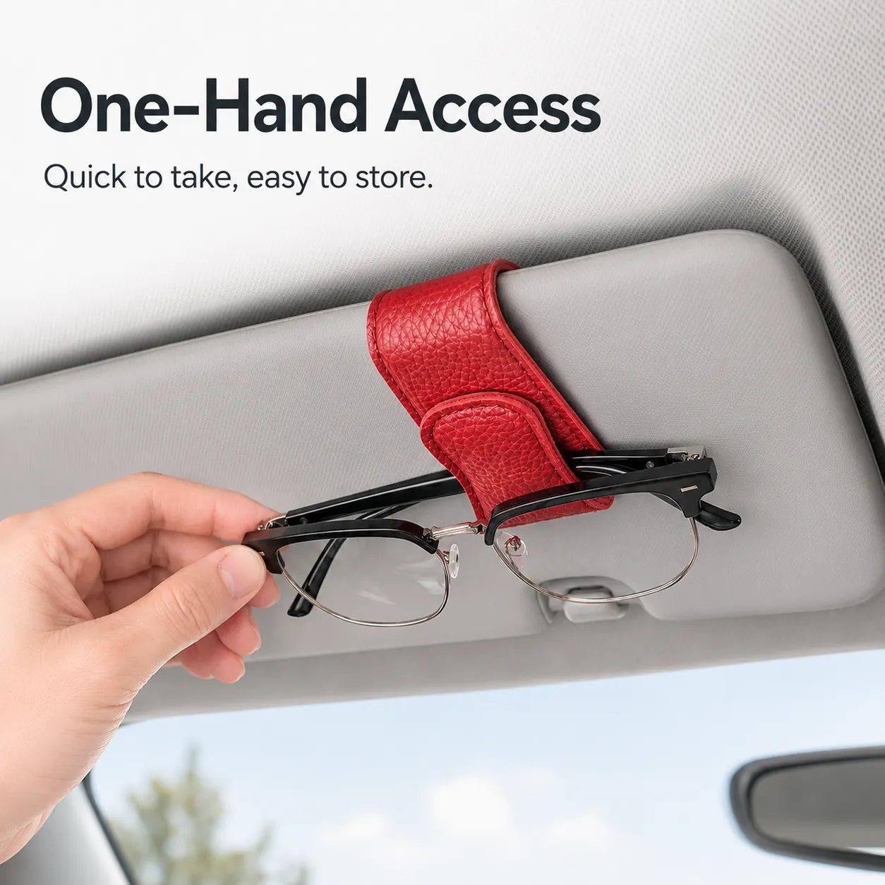 Magnetic Car Sun Visor Glasses Holder Clip – PU Leather Interior Organizer