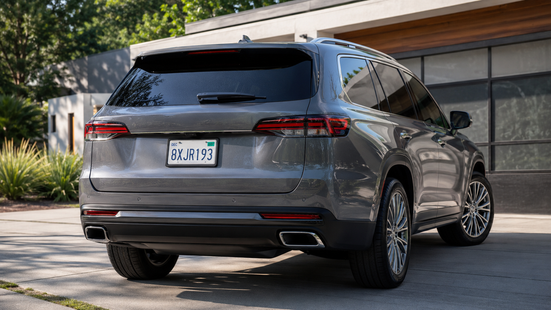 Black silicone license plate frame installed on a modern SUV without covering plate details
