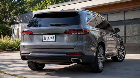 Black silicone license plate frame installed on a modern SUV without covering plate details