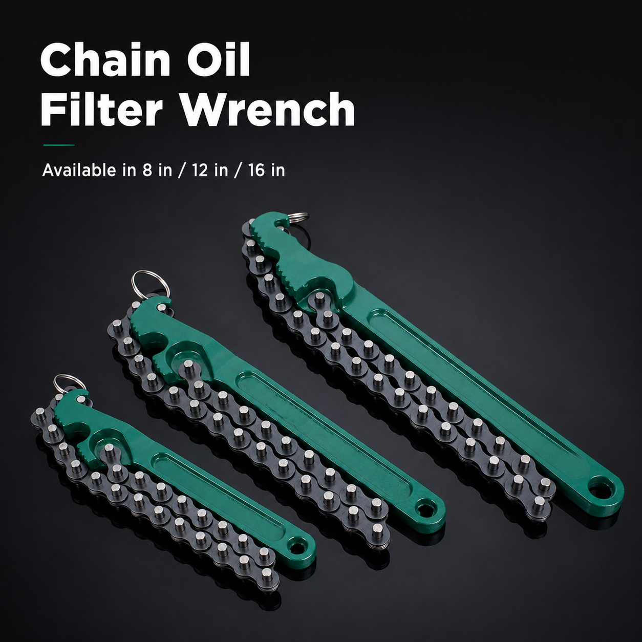 Heavy-Duty Chain Oil Filter Wrench – 8, 12 & 16 Inch Removal Tool