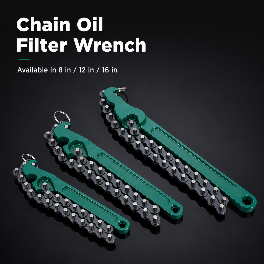 Heavy-Duty Chain Oil Filter Wrench – 8, 12 & 16 Inch Removal Tool