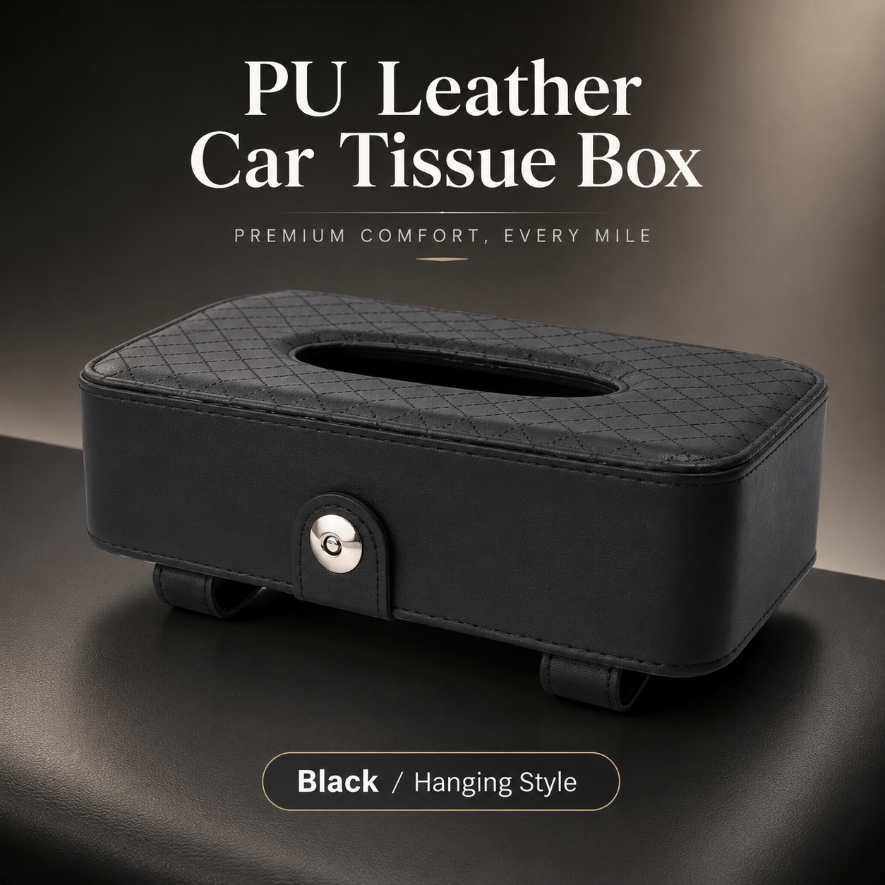 PU Leather Car Tissue Holder – Sun Visor & Seat Back Organizer