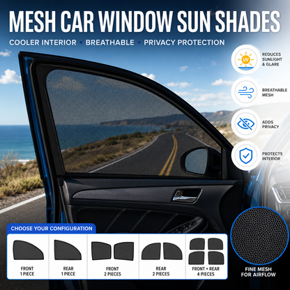 Universal Mesh Car Window Sun Shades – Front & Rear Side Window Screens