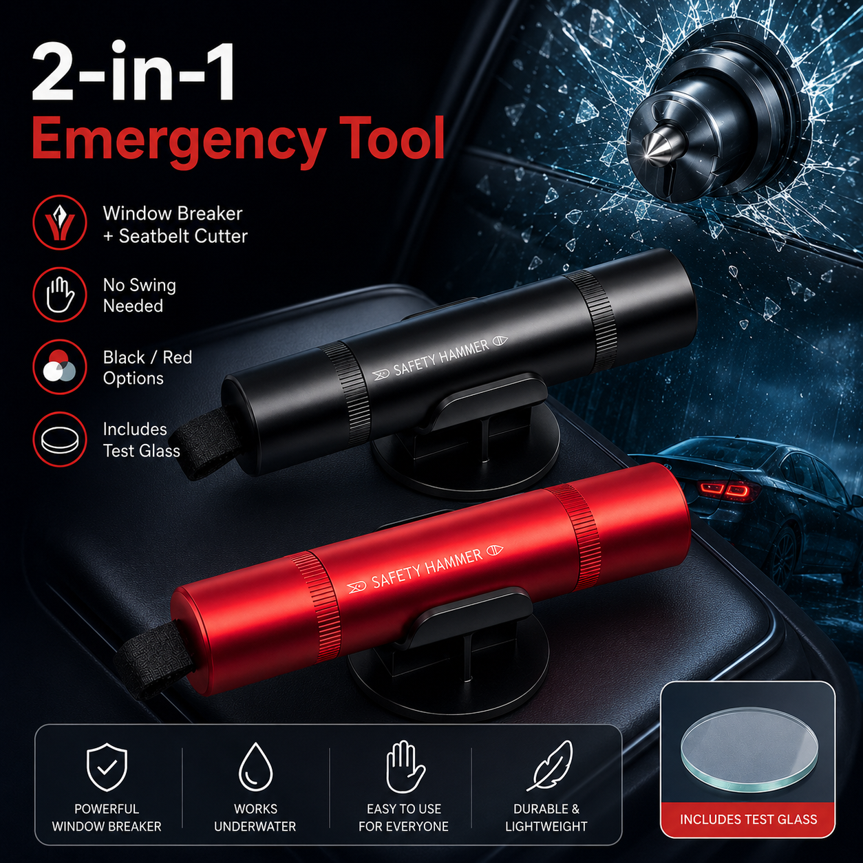 Emergency Car Safety Hammer with Seat Belt Cutter