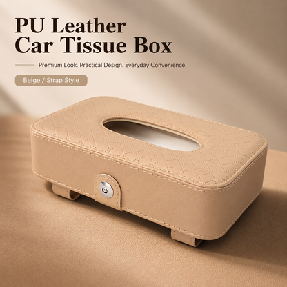 PU Leather Car Tissue Holder – Sun Visor & Seat Back Organizer