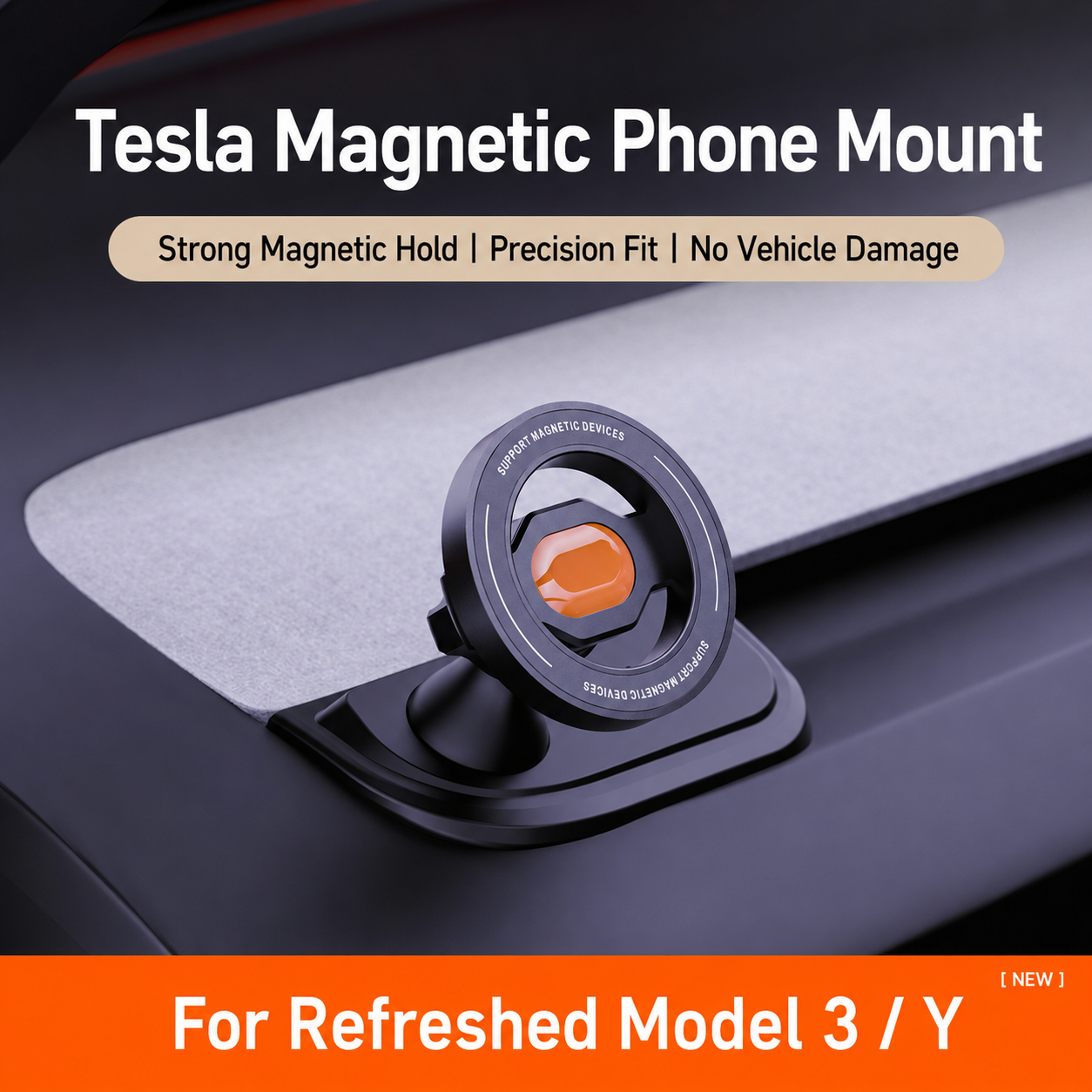 A-Pillar MagSafe-Compatible Phone Mount for Refreshed Tesla Model 3 2024–2026 & Model Y 2025–2026