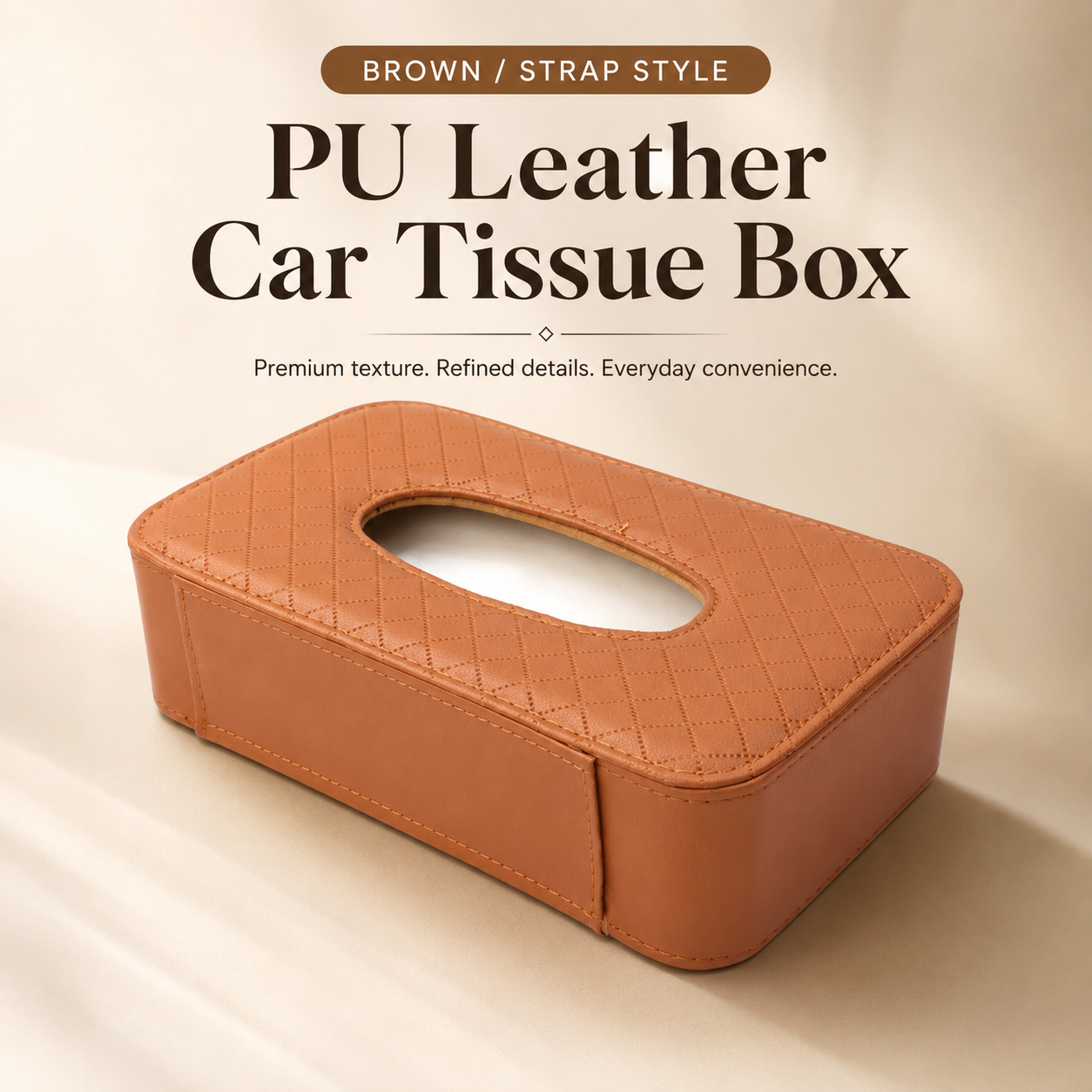PU Leather Car Tissue Holder – Sun Visor & Seat Back Organizer