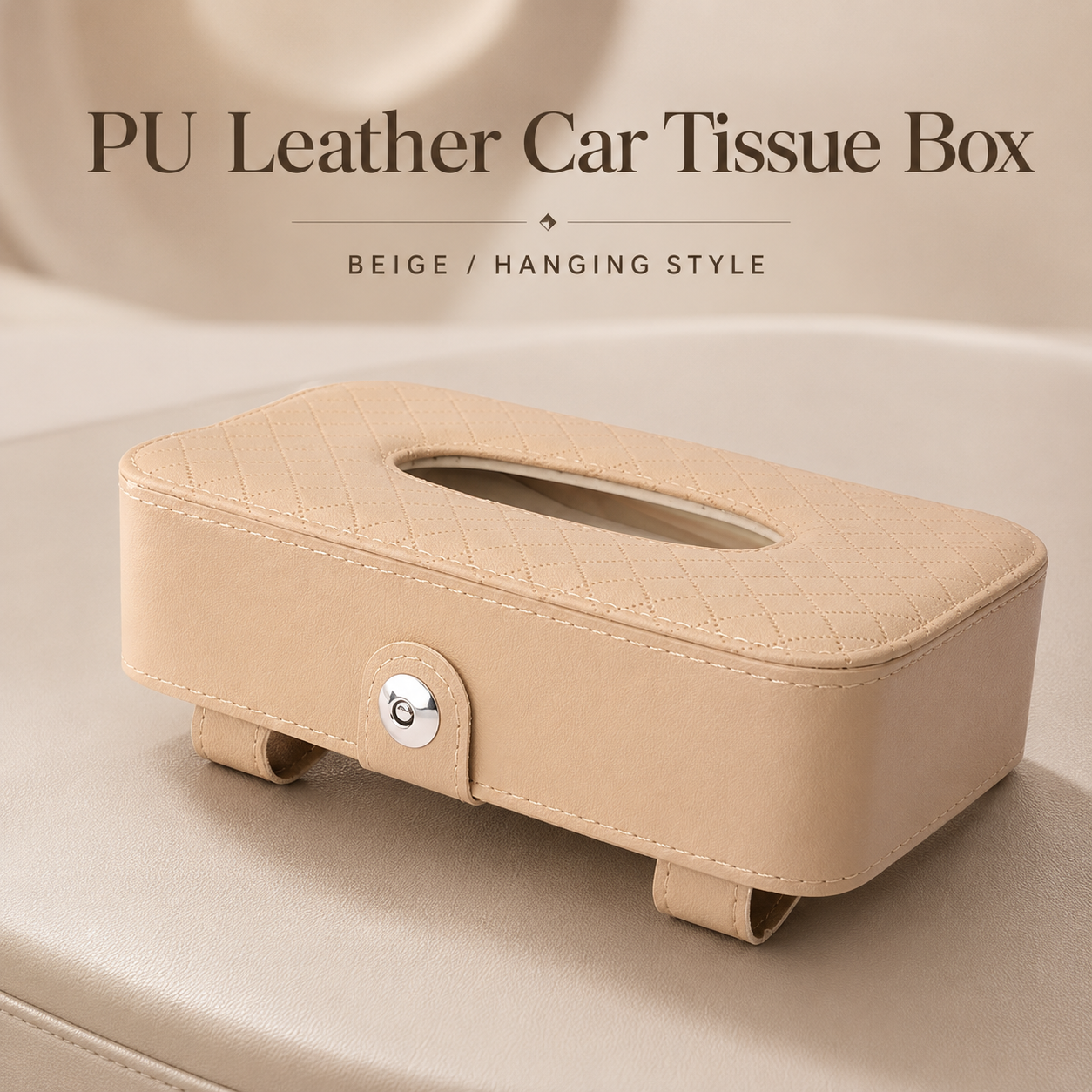 PU Leather Car Tissue Holder – Sun Visor & Seat Back Organizer