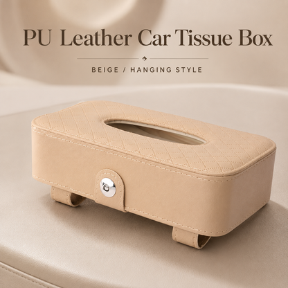 PU Leather Car Tissue Holder – Sun Visor & Seat Back Organizer