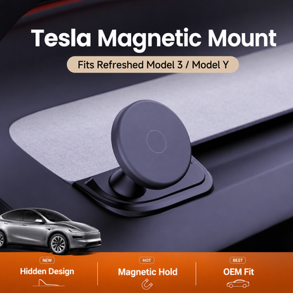 A-pillar magnetic phone mount for selected Tesla Model 3 and Model Y interiors
