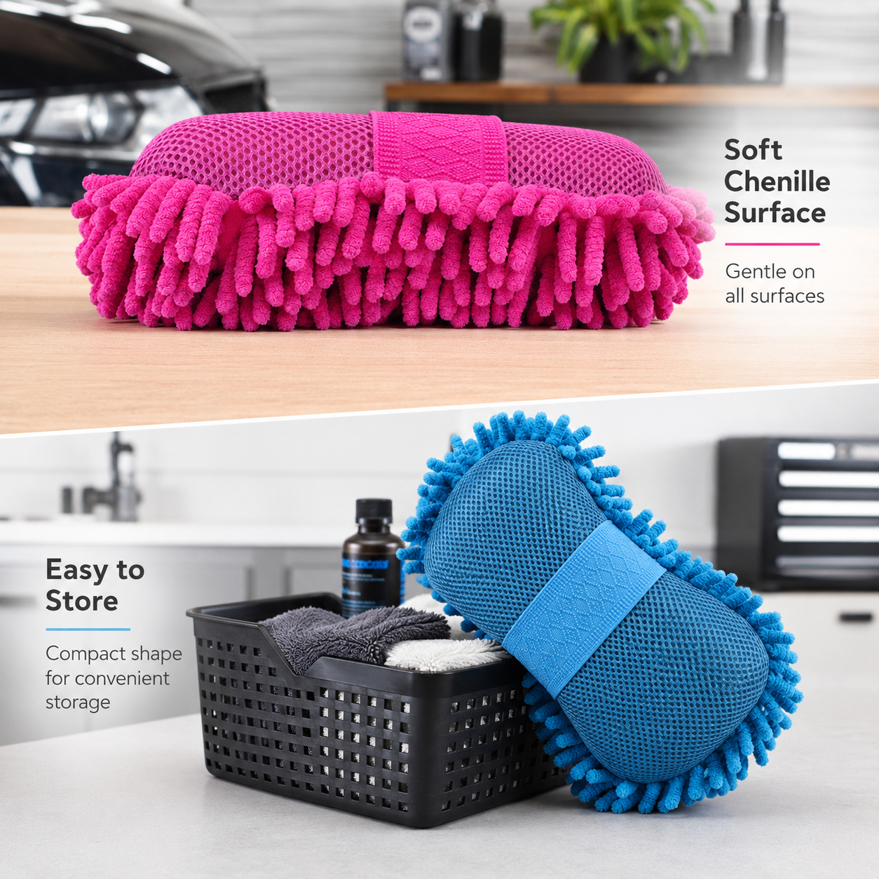 Chenille Microfiber Car Wash Mitt – Soft Scratch-Free Cleaning Glove