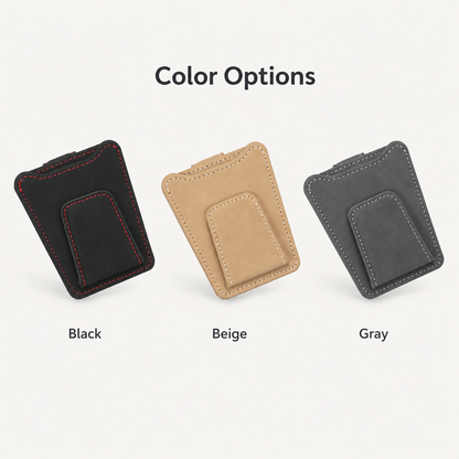 Car Sun Visor Sunglasses Holder Clip – PU Leather Interior Organizer