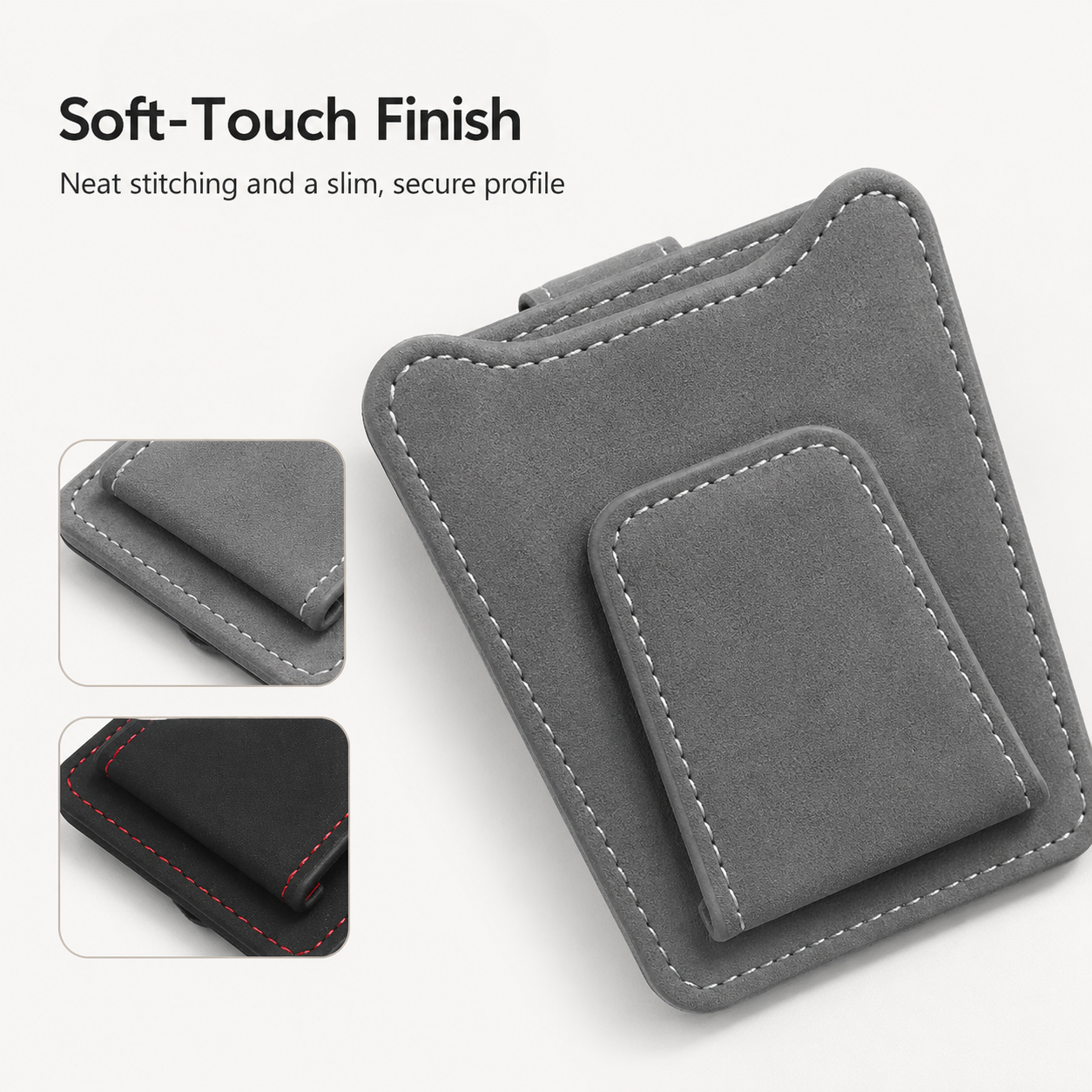 Car Sun Visor Sunglasses Holder Clip – PU Leather Interior Organizer
