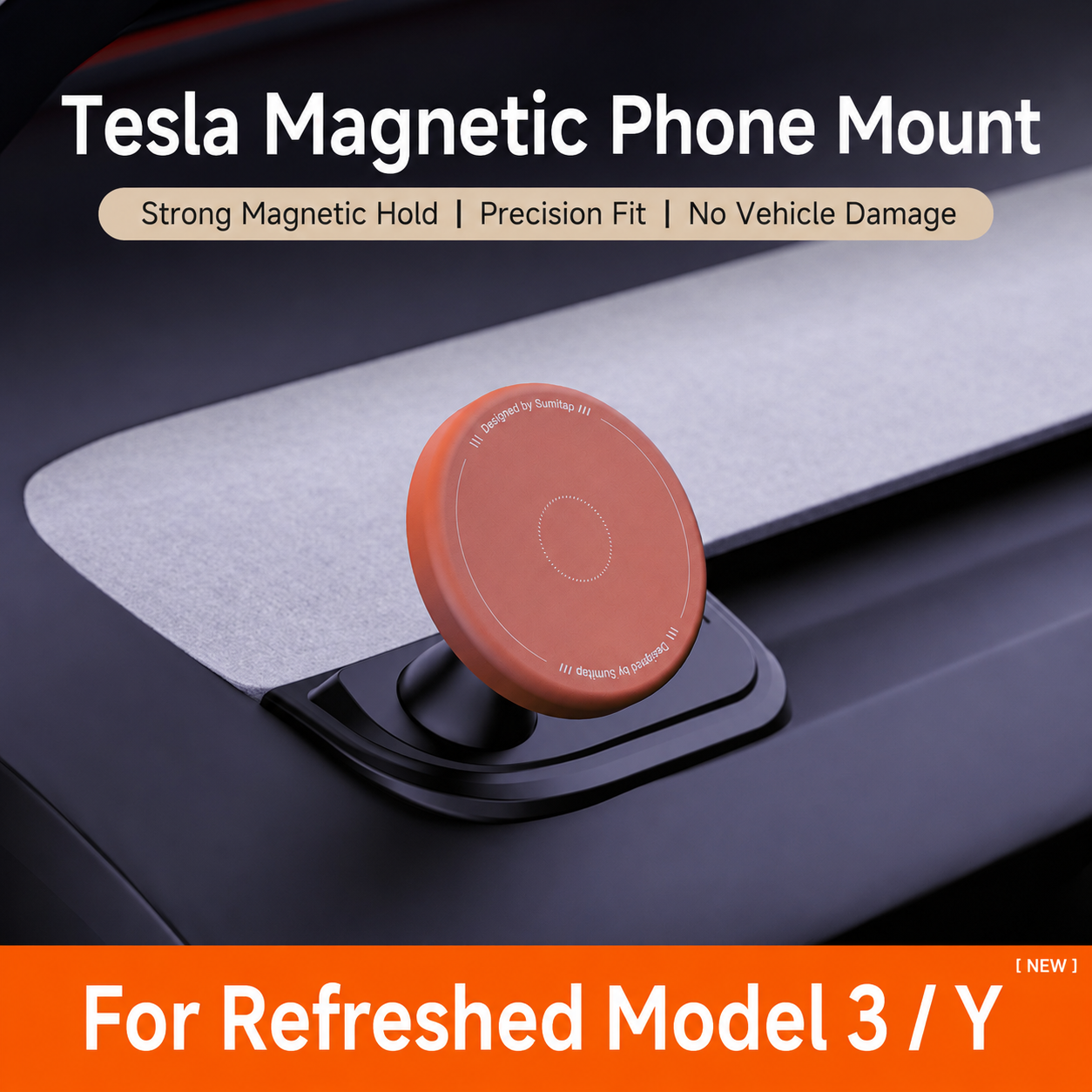 A-Pillar MagSafe-Compatible Phone Mount for Refreshed Tesla Model 3 2024–2026 & Model Y 2025–2026