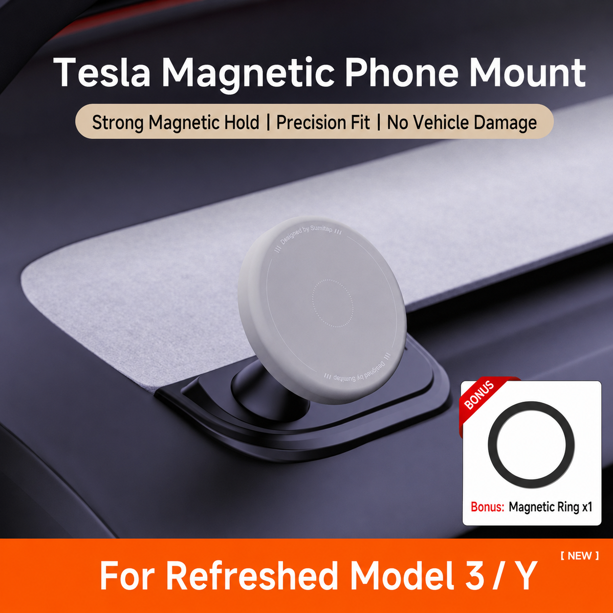 A-Pillar MagSafe-Compatible Phone Mount for Refreshed Tesla Model 3 2024–2026 & Model Y 2025–2026