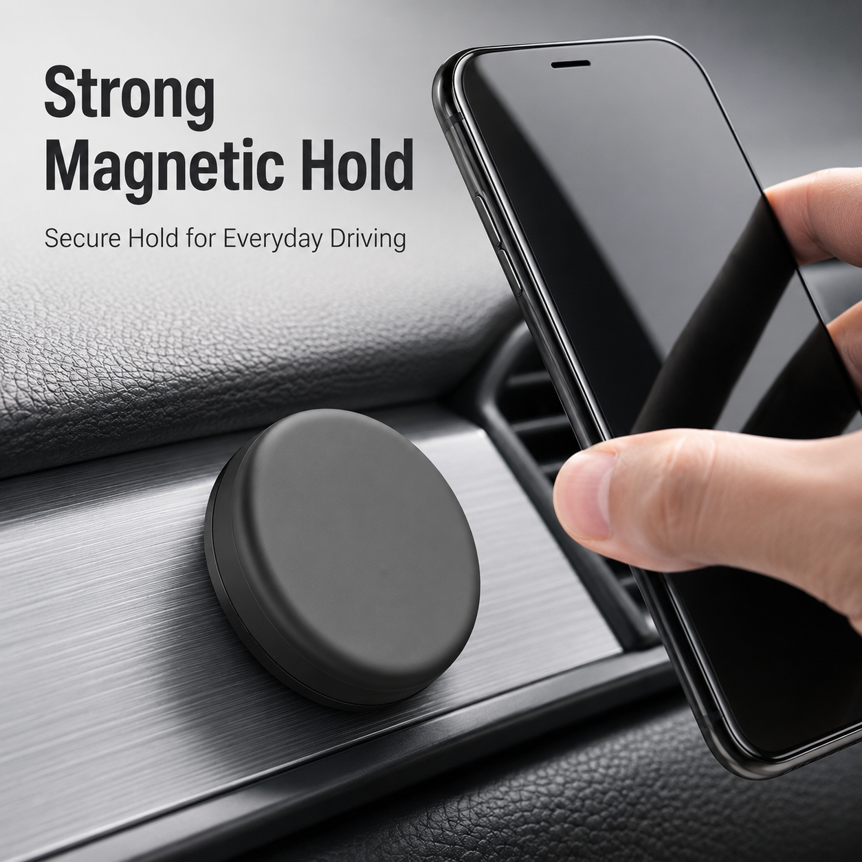Universal dashboard magnetic phone mount with adhesive base