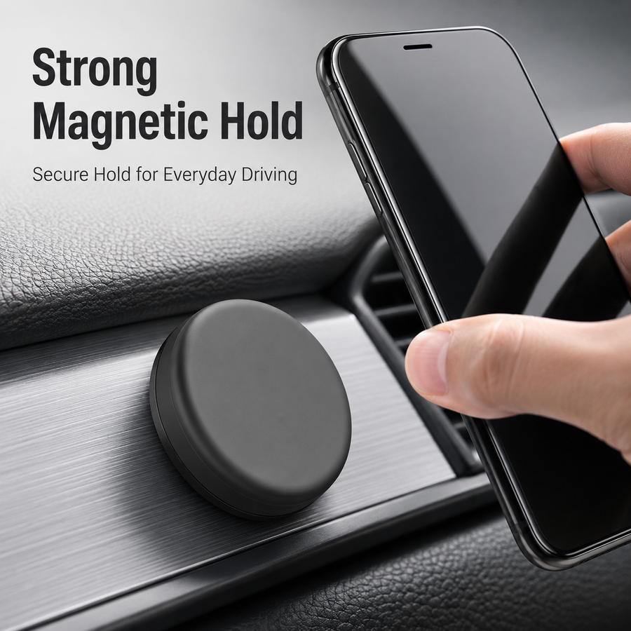 Universal dashboard magnetic phone mount with adhesive base