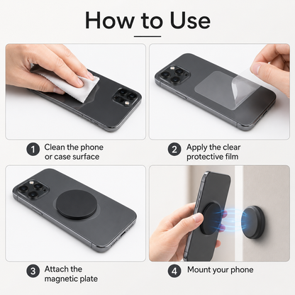 Silicone-covered magnetic phone mount for compatible smartphones