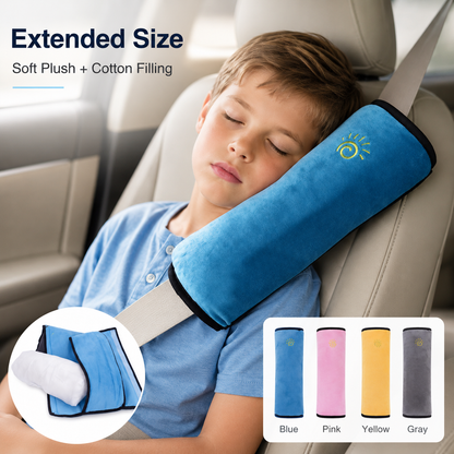Blue soft suede seat belt shoulder pad for car travel comfort