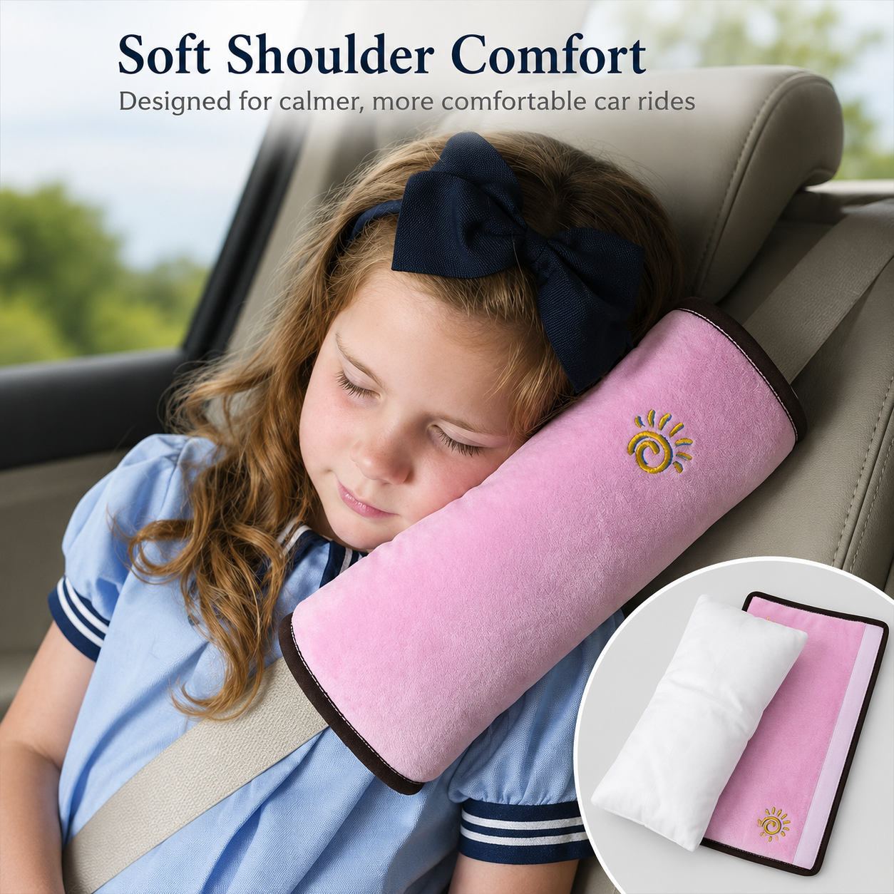 Soft Suede Seat Belt Shoulder Pad – Car Travel Comfort Cushion