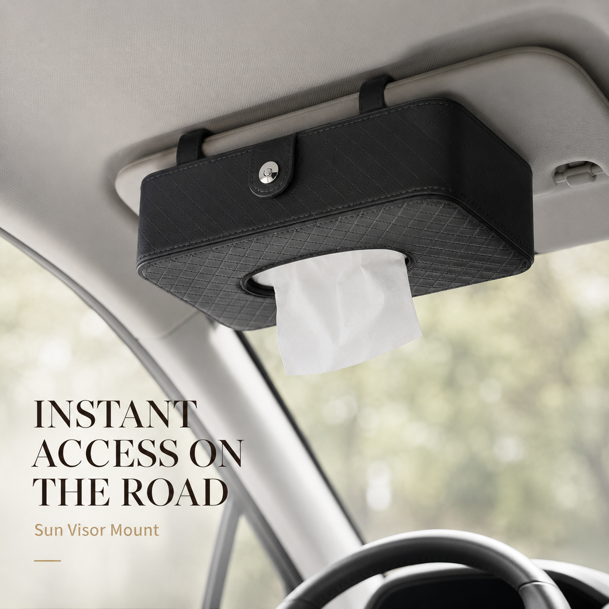 PU Leather Car Tissue Holder – Sun Visor & Seat Back Organizer
