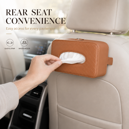 PU Leather Car Tissue Holder – Sun Visor & Seat Back Organizer