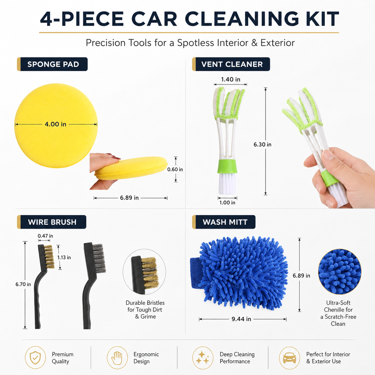 Car Interior Detailing Brush Set – Soft Brushes for Vents & Dashboard