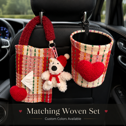 Woven Heart Car Tissue Holder – Hanging Interior Organizer