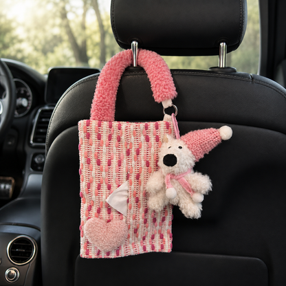 Woven Heart Car Tissue Holder – Hanging Interior Organizer