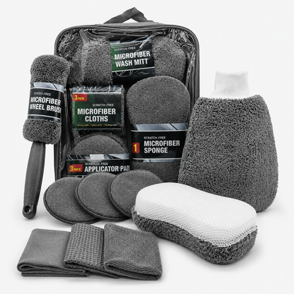 9-Piece Car Cleaning Kit – Microfiber Wash Mitt, Towels & Detailing Tools