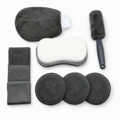 9-Piece Car Cleaning Kit – Microfiber Wash Mitt, Towels & Detailing Tools