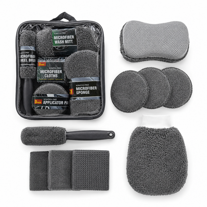 9-Piece Car Cleaning Kit – Microfiber Wash Mitt, Towels & Detailing Tools