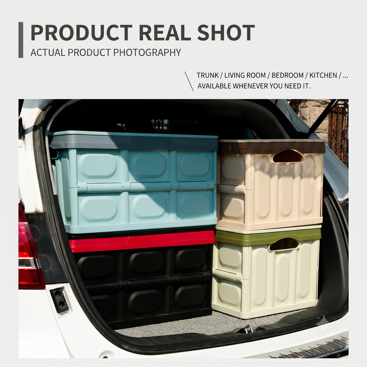 Foldable trunk organizers arranged inside a vehicle cargo area