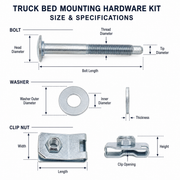 Truck Bed Mounting Hardware Bolt Kit for Ford Super Duty F-250 / F-350 / F-450