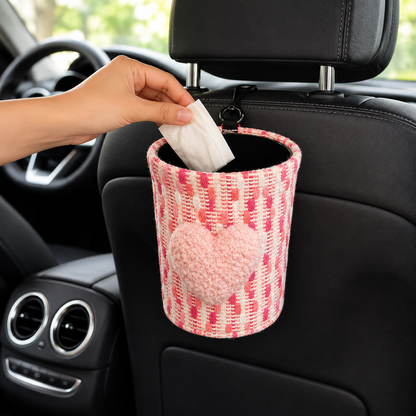 Woven Heart Car Trash Can – Hanging Interior Organizer