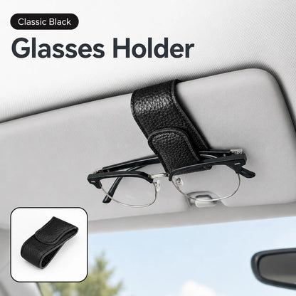 Magnetic Car Sun Visor Glasses Holder Clip – PU Leather Interior Organizer