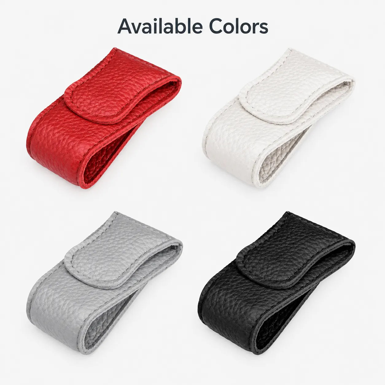 Magnetic Car Sun Visor Glasses Holder Clip – PU Leather Interior Organizer