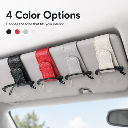 Magnetic Car Sun Visor Glasses Holder Clip – PU Leather Interior Organizer
