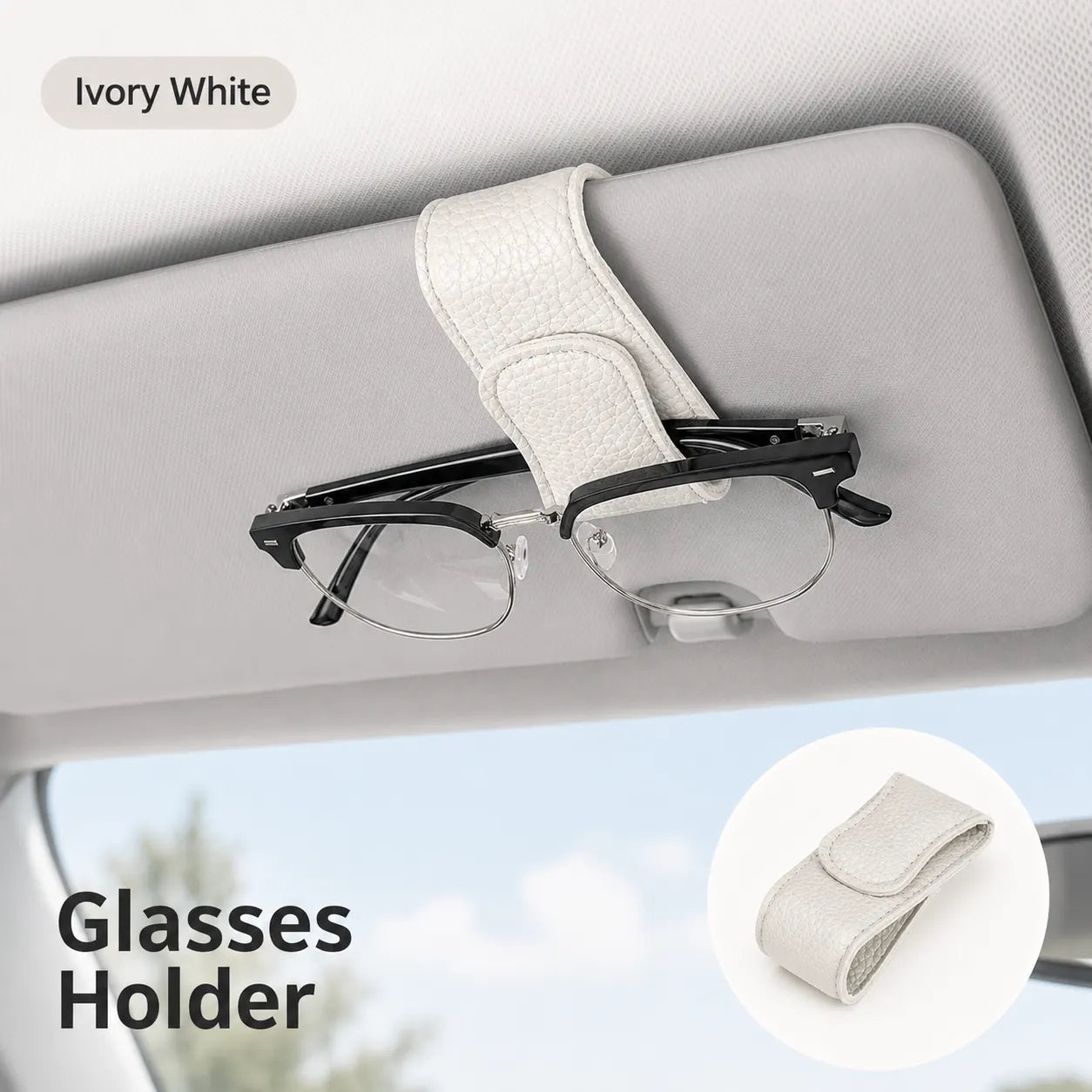 Magnetic Car Sun Visor Glasses Holder Clip – PU Leather Interior Organizer