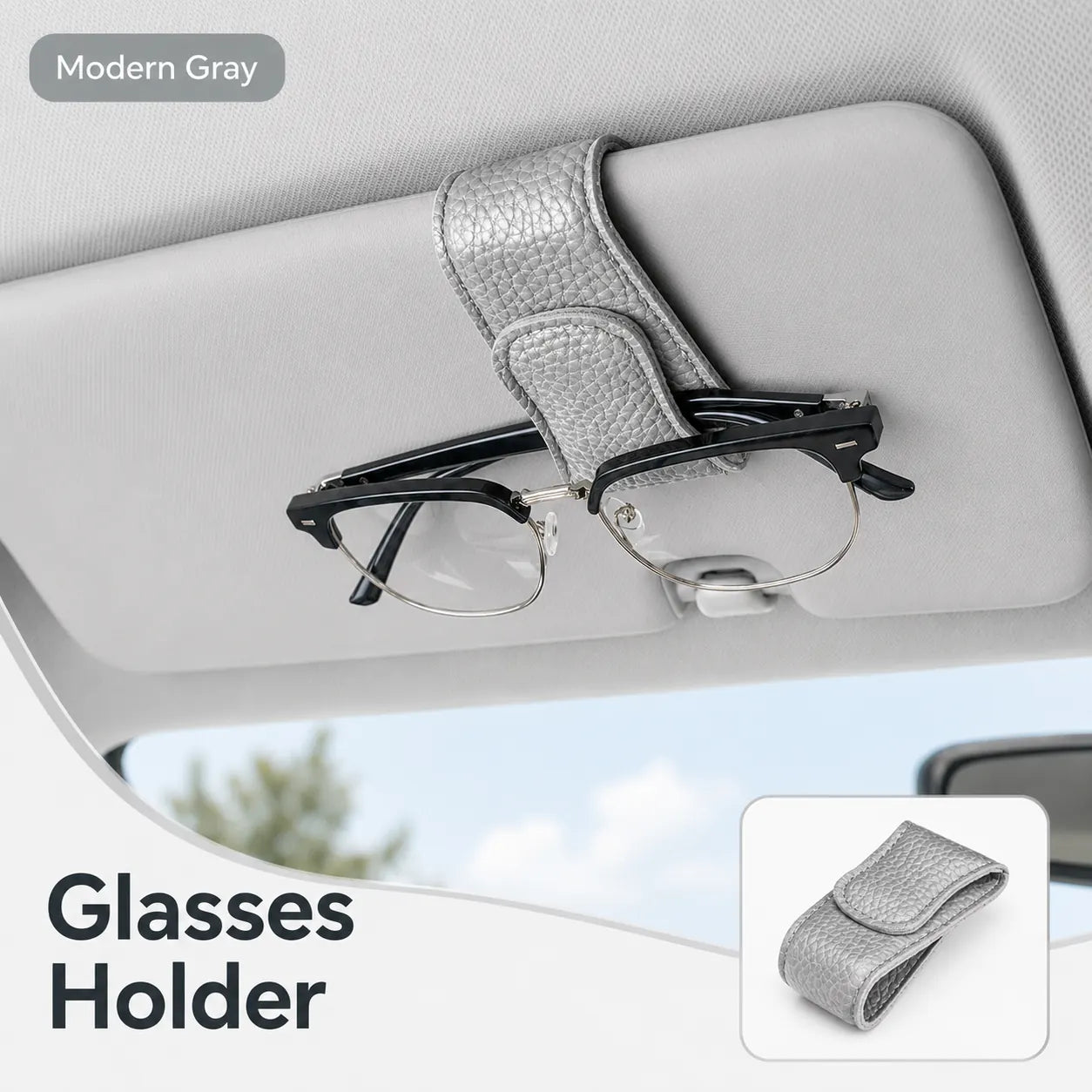 Magnetic Car Sun Visor Glasses Holder Clip – PU Leather Interior Organizer