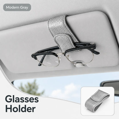 Magnetic Car Sun Visor Glasses Holder Clip – PU Leather Interior Organizer