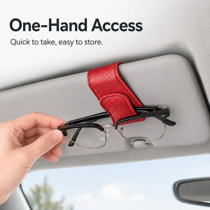 Magnetic Car Sun Visor Glasses Holder Clip – PU Leather Interior Organizer