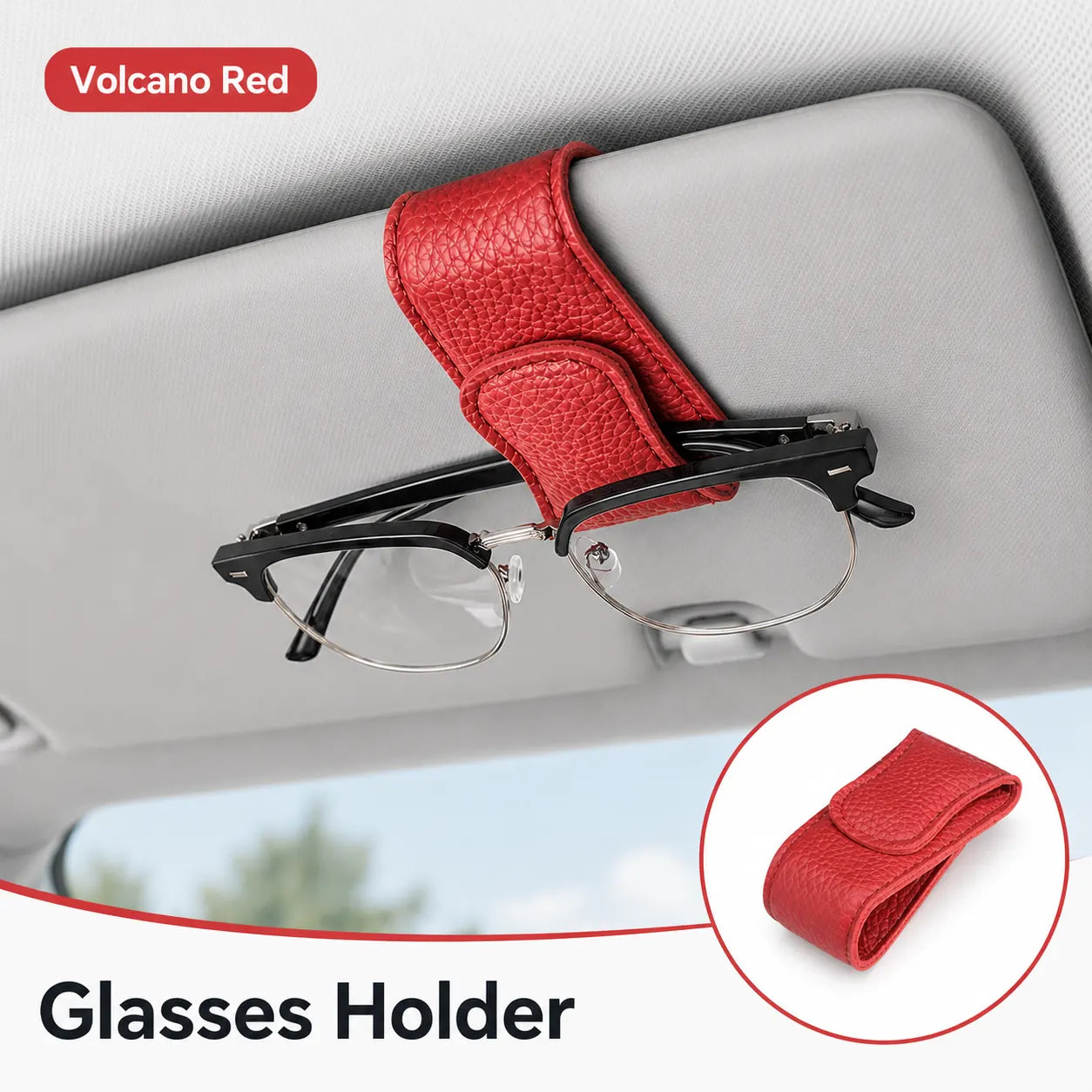 Magnetic Car Sun Visor Glasses Holder Clip – PU Leather Interior Organizer