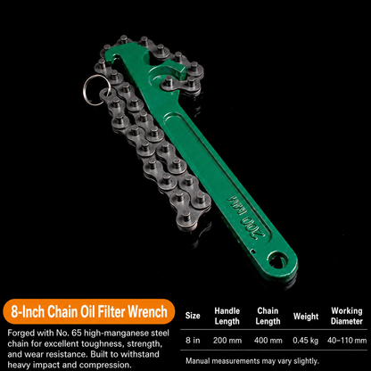 Heavy-Duty Chain Oil Filter Wrench – 8, 12 & 16 Inch Removal Tool
