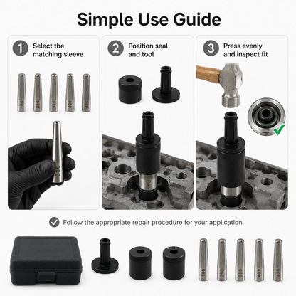 Package includes 8-piece fuel injector seal installation tool kit