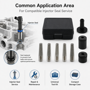 Fuel injector seal tool kit size reference for compatible service work
