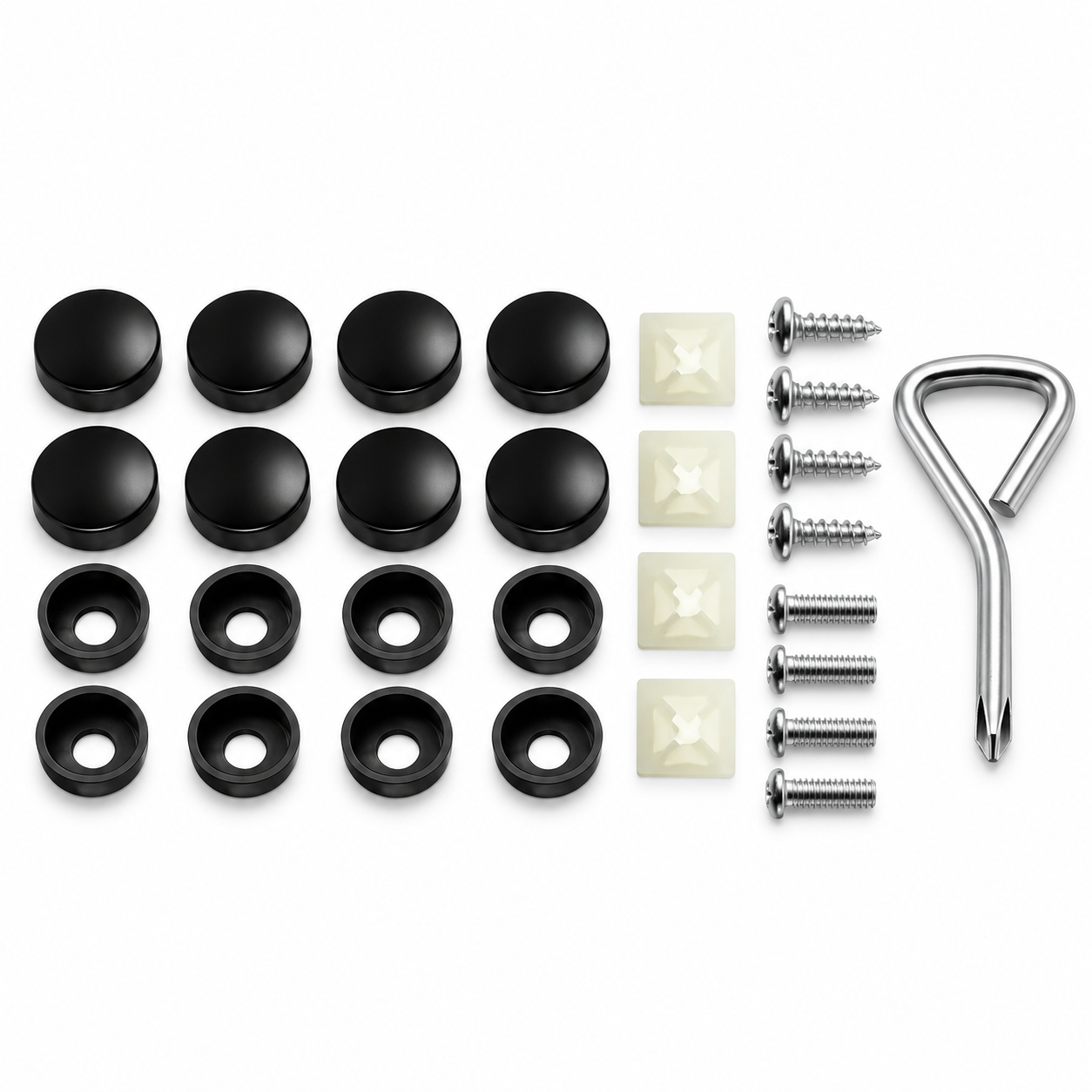 Universal License Plate Screw & Cap Kit – US-Style Mounting Hardware