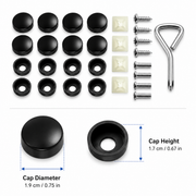 Universal License Plate Screw & Cap Kit – US-Style Mounting Hardware