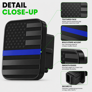 Close-up detail image of the universal 2-inch hitch receiver cover showing textured surface, rubber body, and finish